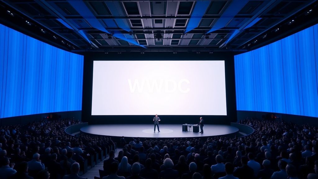 WWDC 2026 애플 키노트 무대, 시리 AI 발표 현장